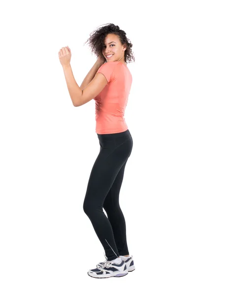 Unga idrottskvinna gör zumba — Stockfoto