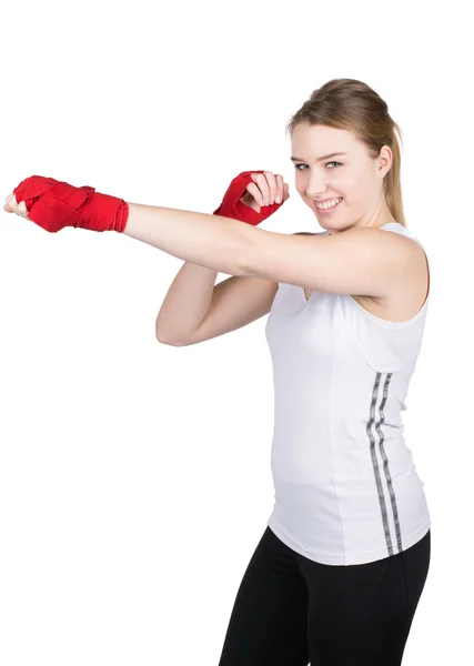 Mujer en posición de boxeo Fotos de stock