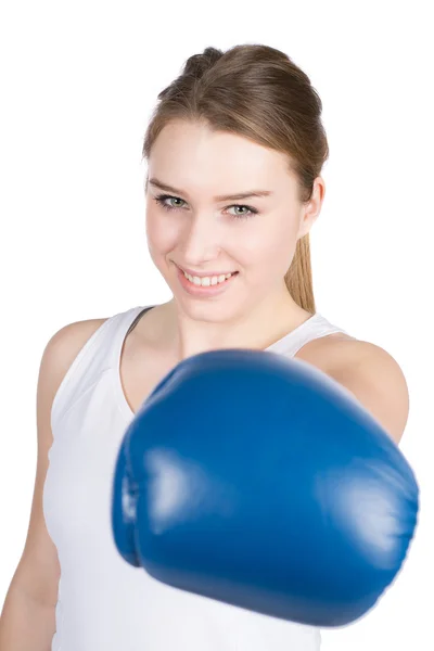 Kvinnan är boxning — Stockfoto