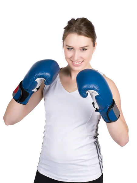 La mujer está boxeando Imagen de archivo