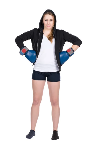 Enojado buscando boxeador femenino Fotos de stock libres de derechos
