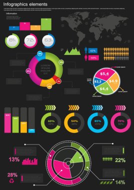 infographics dünya harita öğeleri ayarlama