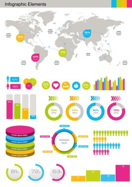 infographics dünya harita öğeleri ayarlama