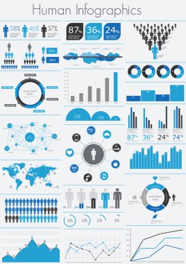 insan Infographic vektör çizim. Dünya harita ve bilgi