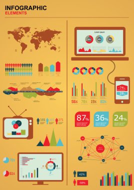 Retro infographics. Dünya Haritası