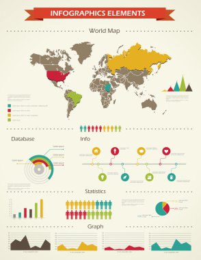 Retro infographics seti.