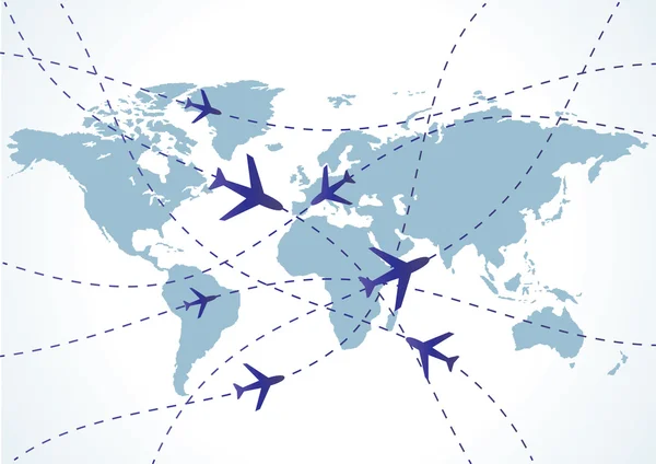 Carte de voyage avec avions . — Image vectorielle