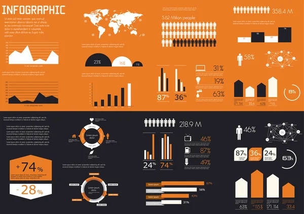 Conjunto de infográficos detalhados . — Vetor de Stock