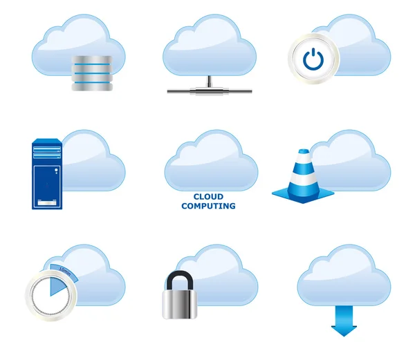 Cloud computing ikoner — Stock vektor