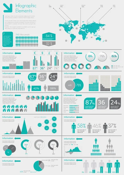 Världskarta och informationsgrafik — Stock vektor