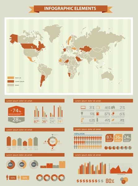 Инфографический набор ретро . — стоковый вектор