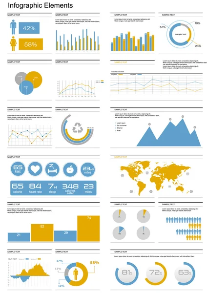 Mapa Mundial e Gráficos de Informação — Vetor de Stock