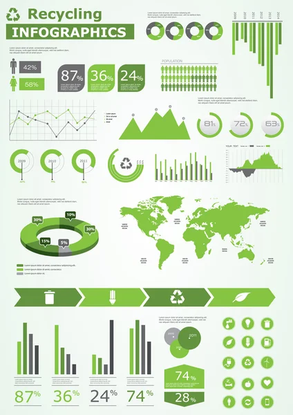 Coleção de gráficos de informações ecológicas — Vetor de Stock