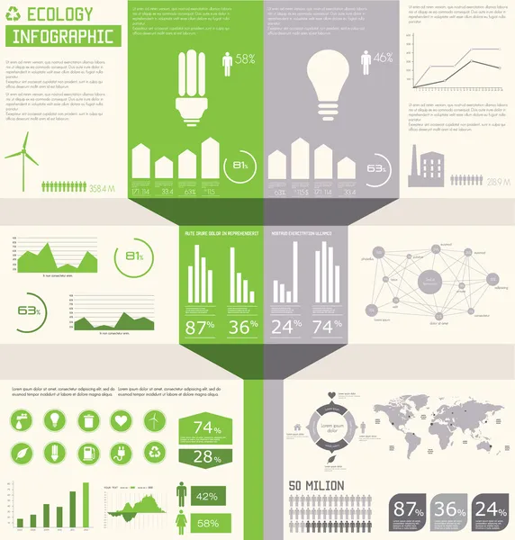 Ecology info graphics collection, charts, symbols, graphic vecto — Stock Vector