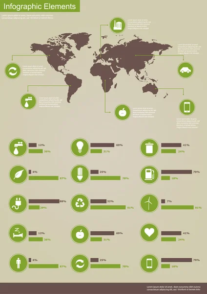 Simboli di infografica ecologia — Vettoriale Stock