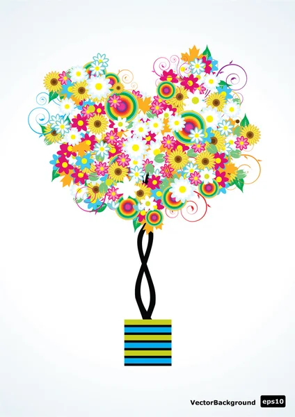 Цветочное дерево в форме сердца — стоковый вектор
