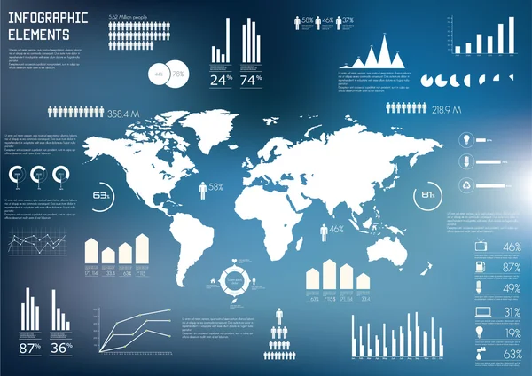 Детальная инфографика. Карта мира и информационная графика — стоковый вектор