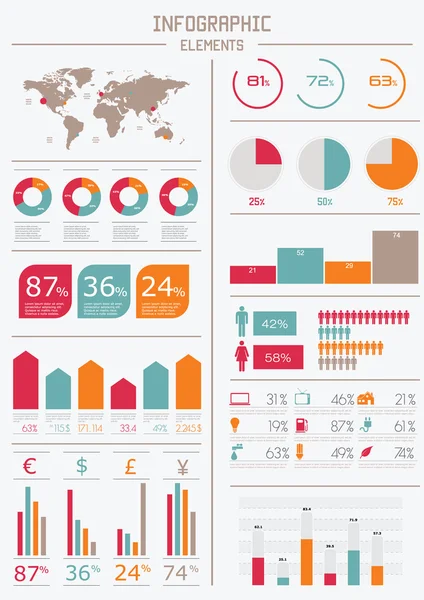 Conjunto de infográficos. Mapa do Mundo — Vetor de Stock