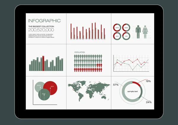 Elementos de infográficos com um mapa do mundo . — Vetor de Stock