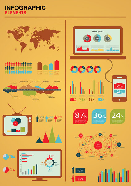 Retro infographics. World Map