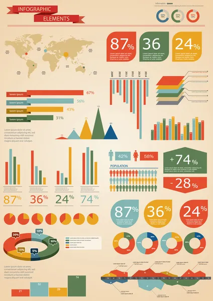 Retro infographics seti.
