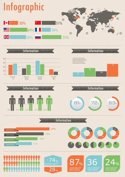 Conjunto de infográficos retro . — Vetor de Stock