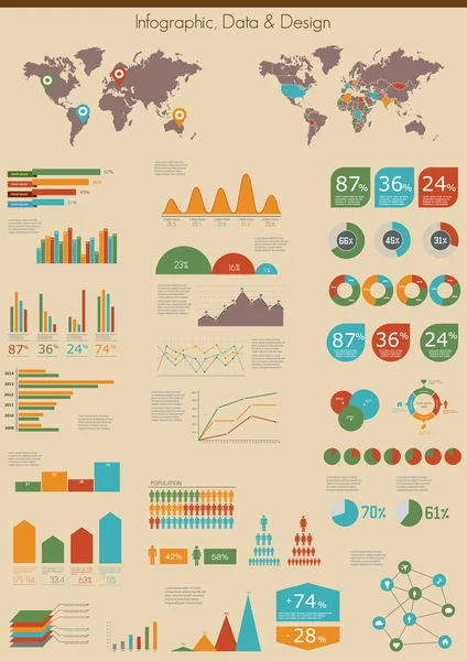 Retro infographics seti. — Stok Vektör