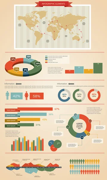 Mapa Mundial e Gráficos de Informação — Vetor de Stock