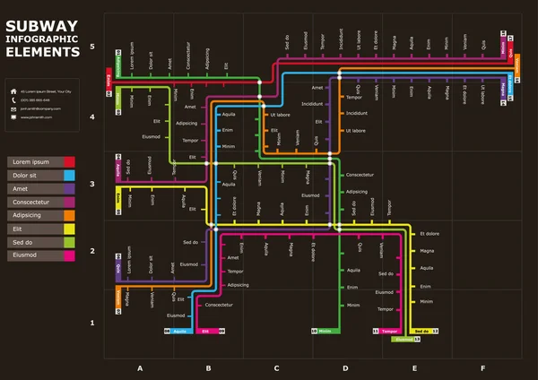 Mapa del metro vector editable — Vector de stock