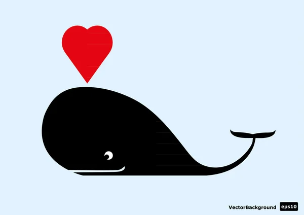 Wal mit Herz — Stockvektor
