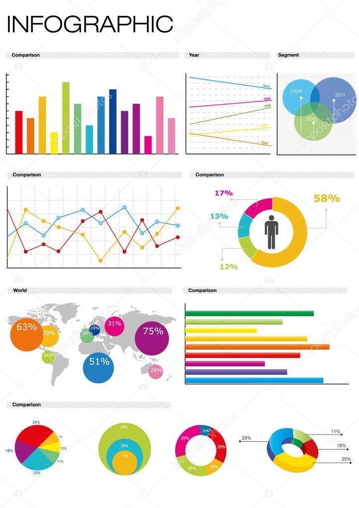 Colorful infographic collection with charts
