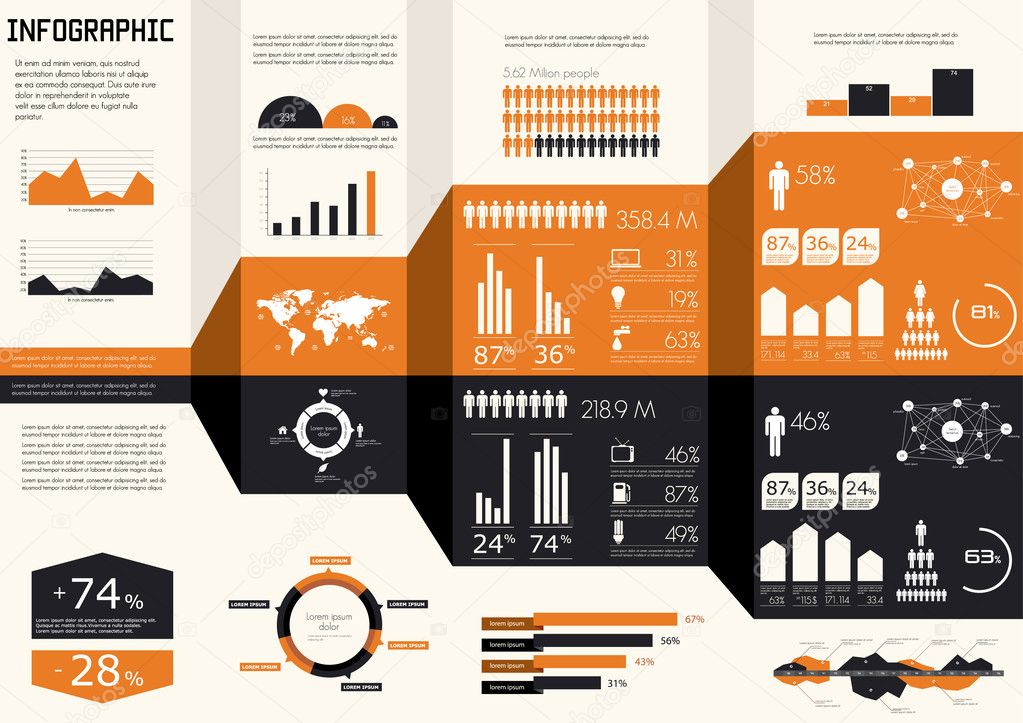 Detail infographics set. World Map and Information Graphics