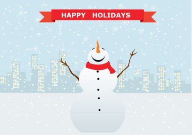 Kardan adamla yılbaşı kartı..