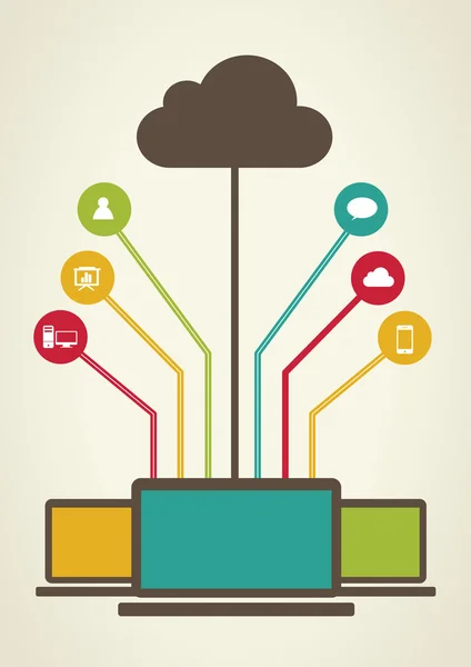 Computação em nuvem retro —  Vetores de Stock