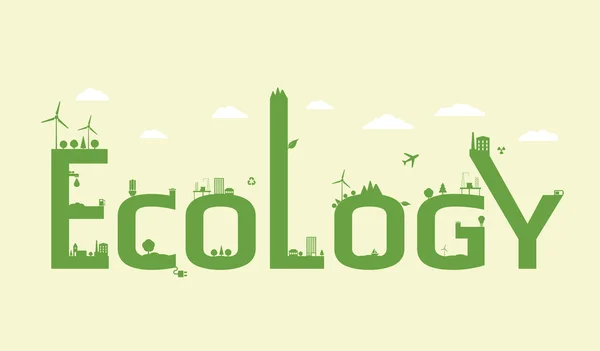 Ecología ciudad texto conjunto — Archivo Imágenes Vectoriales