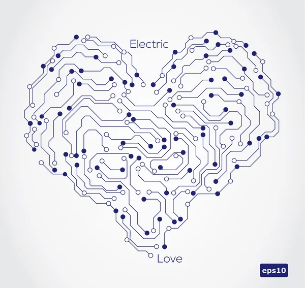 Electronic circut board in shape of heart. — Stock Vector