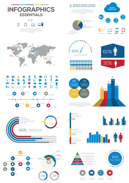 Mapa del mundo y gráficos de la información — Vector de stock