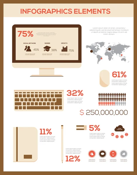 Elementos retro-infográficos . — Vetor de Stock