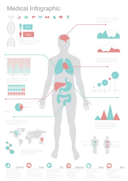 Conjunto de infografía médica . — Vector de stock