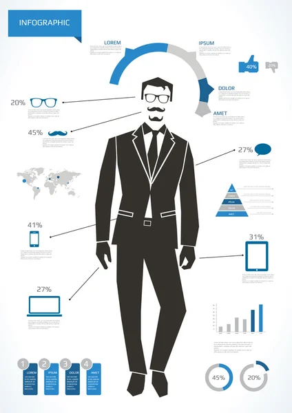 Business infographic muž Stock Vektory