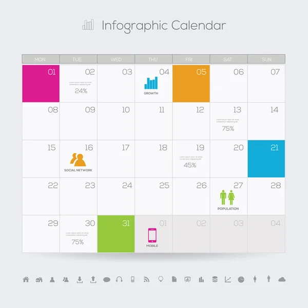 Kalenderinfografik Design lizenzfreie Stockvektoren