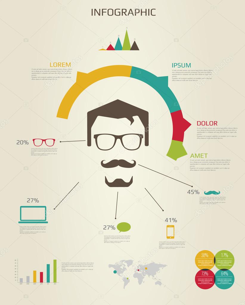Hipster man infographic