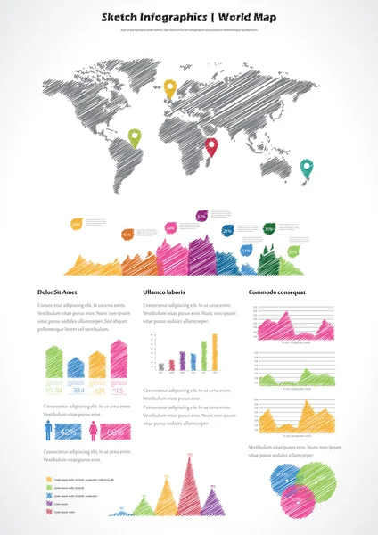 Wereldkaart en informatiegrafieken — Stockvector