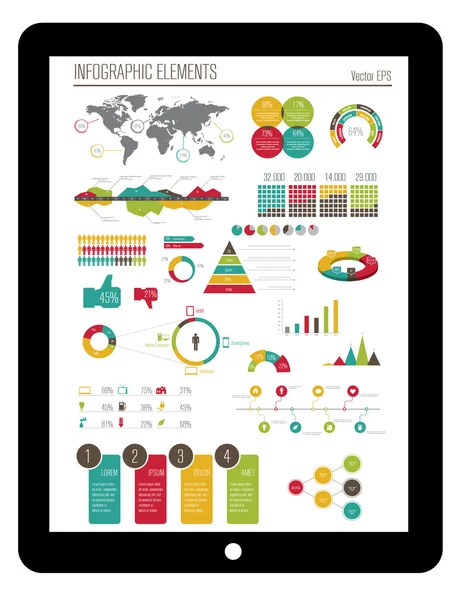 Éléments d'infographie sur tablette . — Image vectorielle