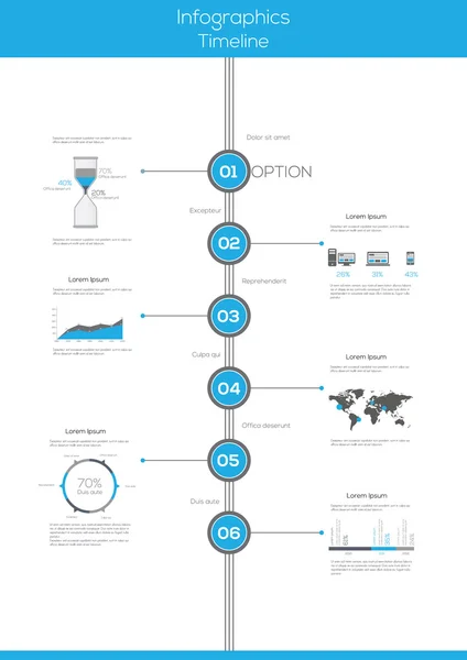 Časová osa infografiky, prvky a ikony. — Stockový vektor