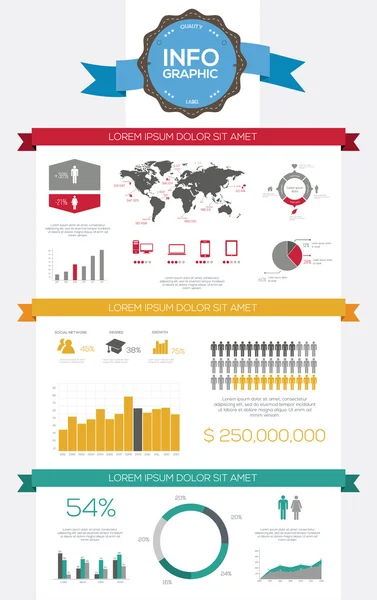 Conjunto de infográficos retro . — Vetor de Stock