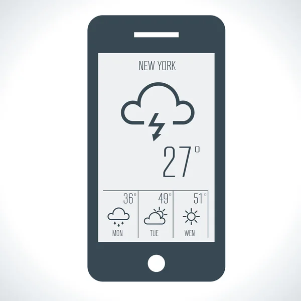 Weather icons on phone — Stock Vector