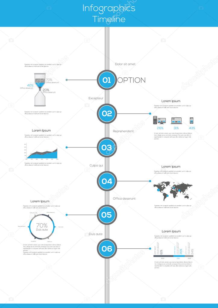 Timeline infographics, elements and icons.