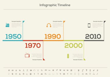 Retro zaman çizelgesi infografik.