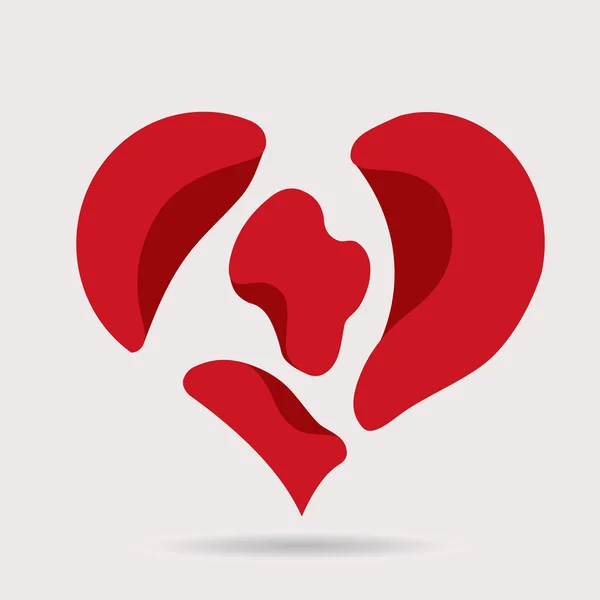 Rött abstrakt hjärta — Stock vektor